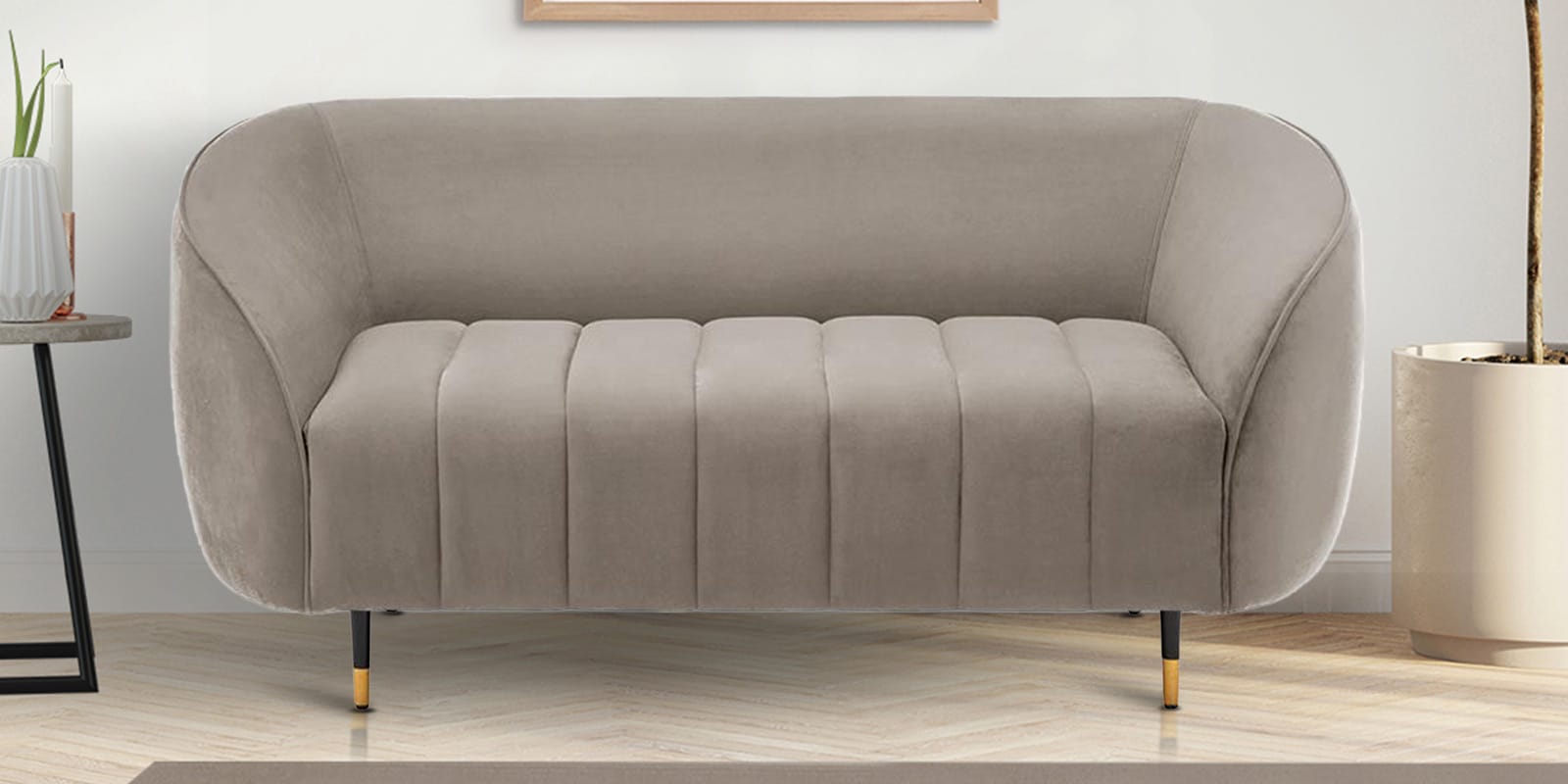 Buy Tasmania Velvet 2 Seater Sofa In Tuscan tan Colour at 23 OFF by