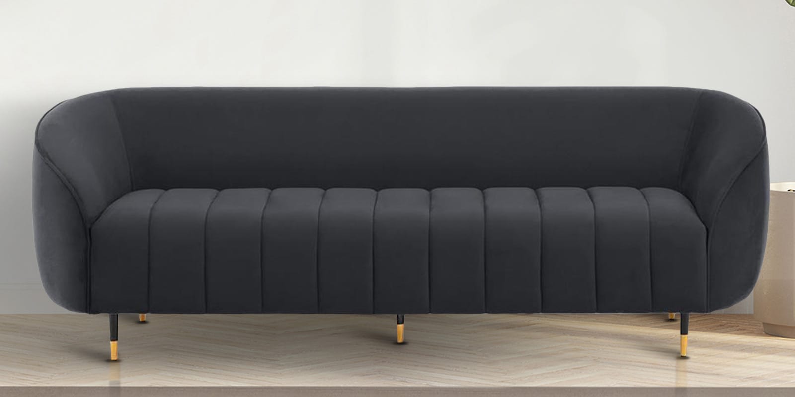 Buy Tasmania Velvet 3 Seater Sofa In Space Grey Colour at 23 OFF by