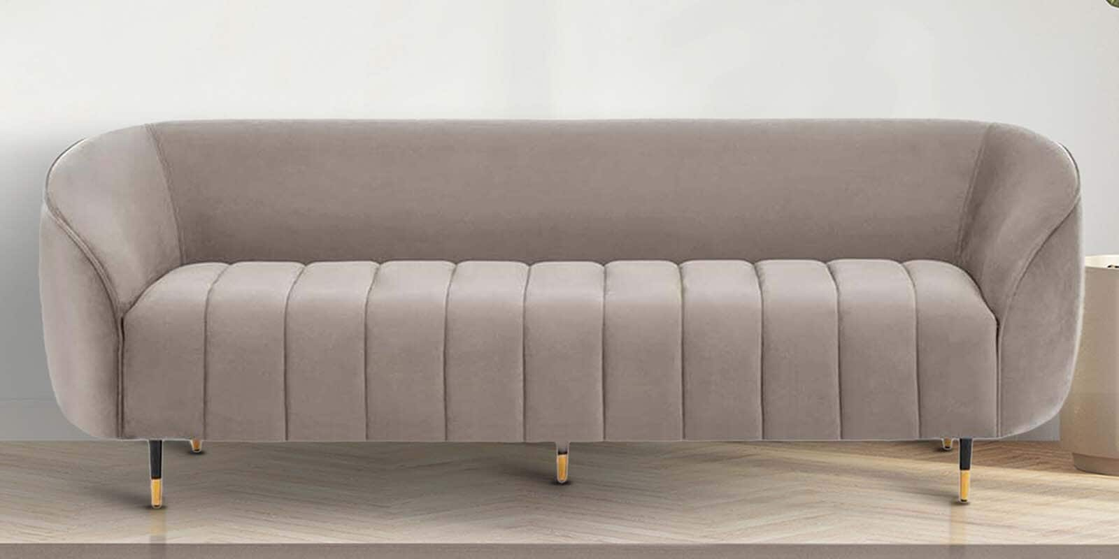 Buy Tasmania Velvet 3 Seater Sofa In Tuscan tan Colour at 23 OFF by