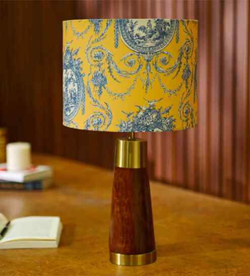 Table Lamp Rio Collection 19.5" Mango Wood Lamps With Shade For Home Decoration