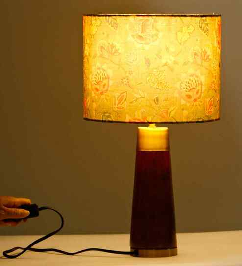 Table Lamp Rio Collection 19.5" With Persian Flowers Mango Silk Shade For Home Decoration