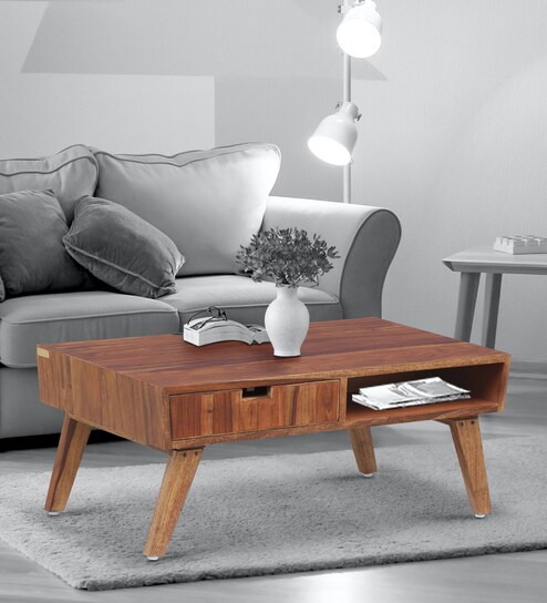 Tabor Sheesham Wood Coffee Table In Rustic Teak