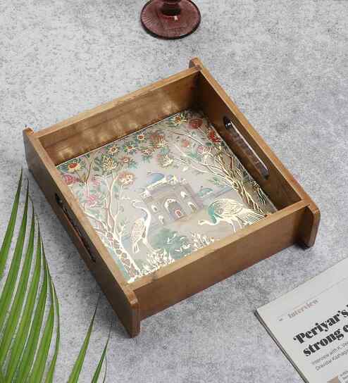 Taj Garden View Wooden Tray - Small