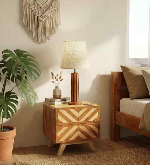 Tallboy Wooden Table Lamp with Jute  Shade & Brown Base