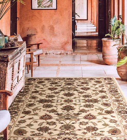Tan  Traditional 5 ft x7 ft Carpet By Sapana Carpet-Mats