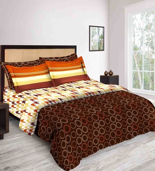 Buy Tangerine Tangy Orange Brown Cotton 4 Piece Double Comforter