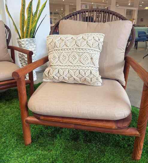 Ivory Tangle 100% Cotton 16x16 Inches Macrame Cushion Cover