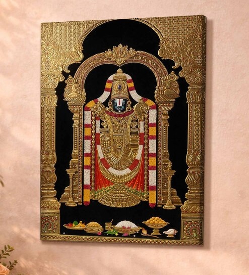 Tanjore Balaji Stretched Canvas Painting