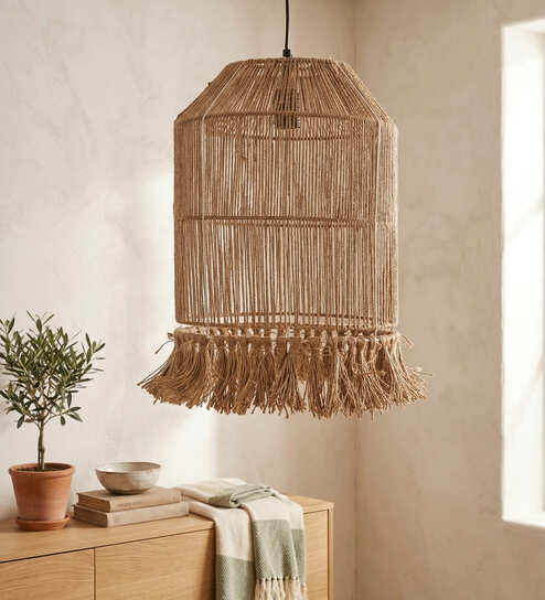 Tassel Jute Pendant Lamp Hanging Light Natural