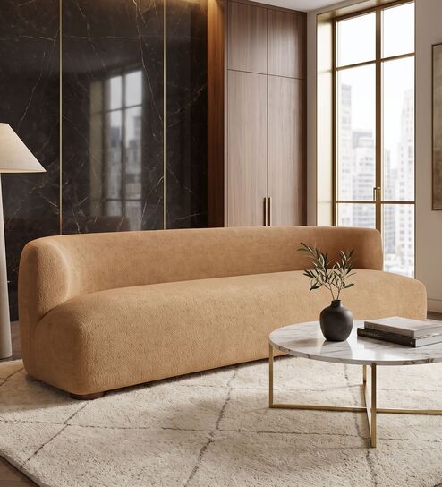 Tate 3 Seater Sofa In Velvet Toffee Fabric