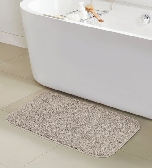 Taupe Absorbent and Quick-Dry Polyester Bath Mats 30x45 cm