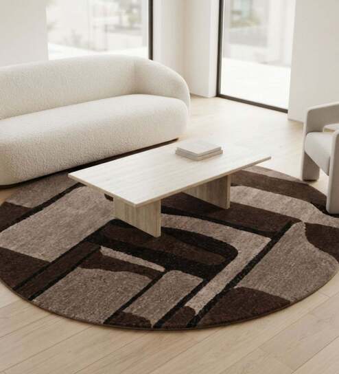Taupe Brown Natural Wool 5 X 5 Feet Square Carpet-image-42