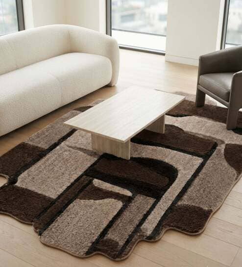 Taupe Brown Natural Wool 9 X 6 Feet Rectangle Carpet-image-33
