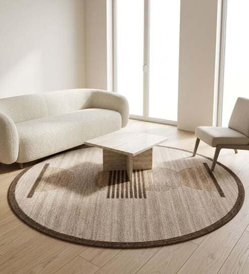 neu looms Taupe Cream Natural Wool 6 X 6 Feet Square Carpet-picture-23