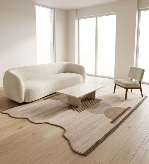 Taupe Cream Natural Wool 9 X 6 Feet Rectangle Carpet-image-32