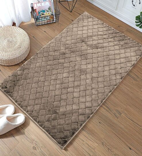 Taupe Polyester 16x24 Inches Lightweight Bath Mat
