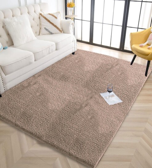 Taupe Solid Microfiber 3 X 5 Feet Tufted Carpet