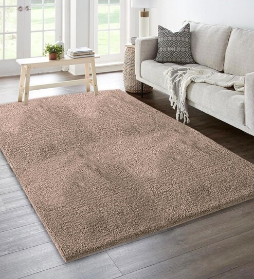 Taupe Solid Microfiber 4 X 6 Feet Tufted Carpet