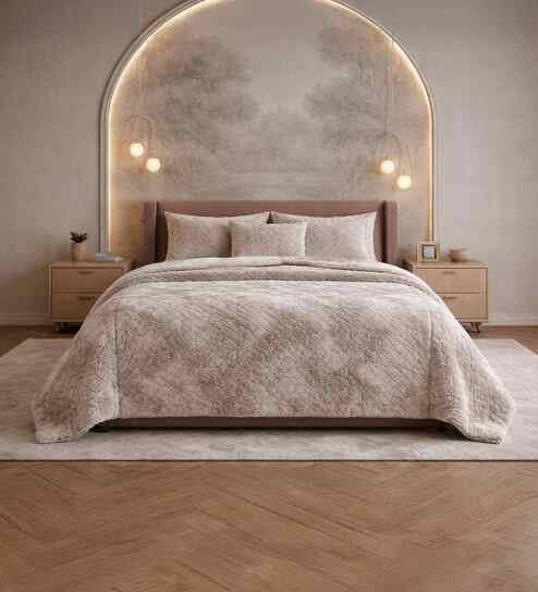 Taupe Tie & Die Microfiber Ultra Soft 300GSM Double Bed Quilt