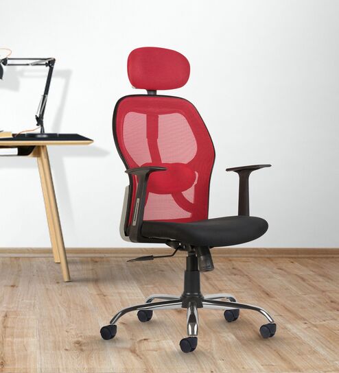 Tauras Lite Breathable MeshHigh Back Ergonomic Chair in Red Colour