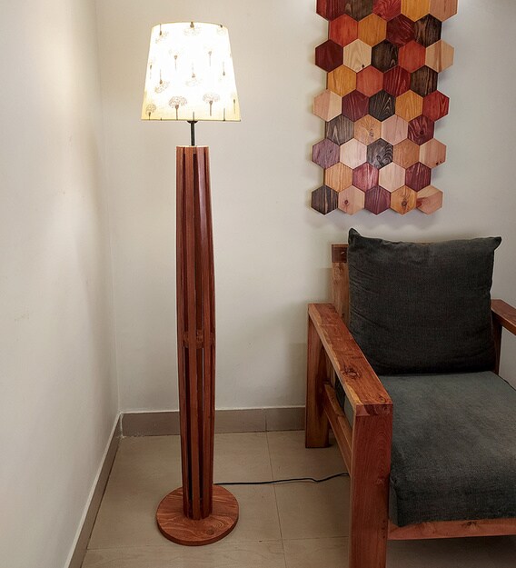 Buy Tall Boy Wooden Floor Lamp With Yellow Fabric Shade Brown Base By Symplify Interio Online Modern And Contemporary Floor Lamps Floor Lamps Lamps And Lighting Pepperfry Product