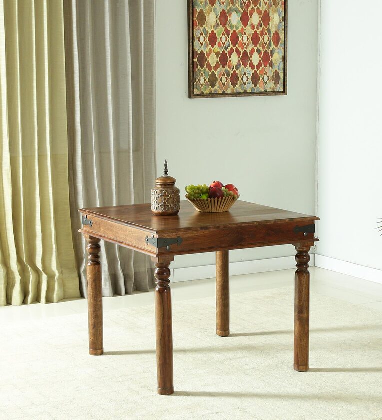 Buy Takhat Sheesham Wood 4 Seater Dining Table In Provincial Teak
