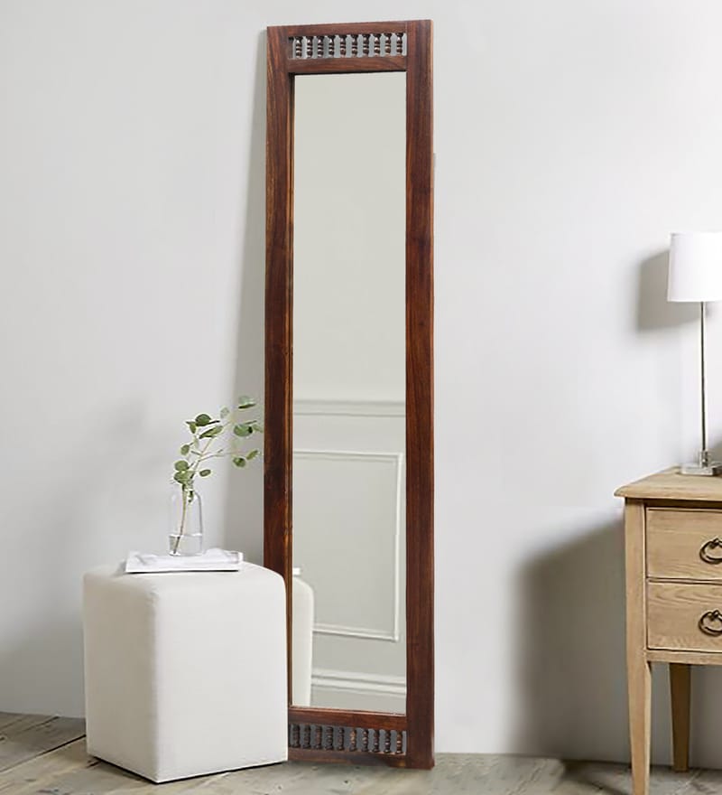 Buy Solid Wood Full Length Mirror in Brown colour Mudramark By