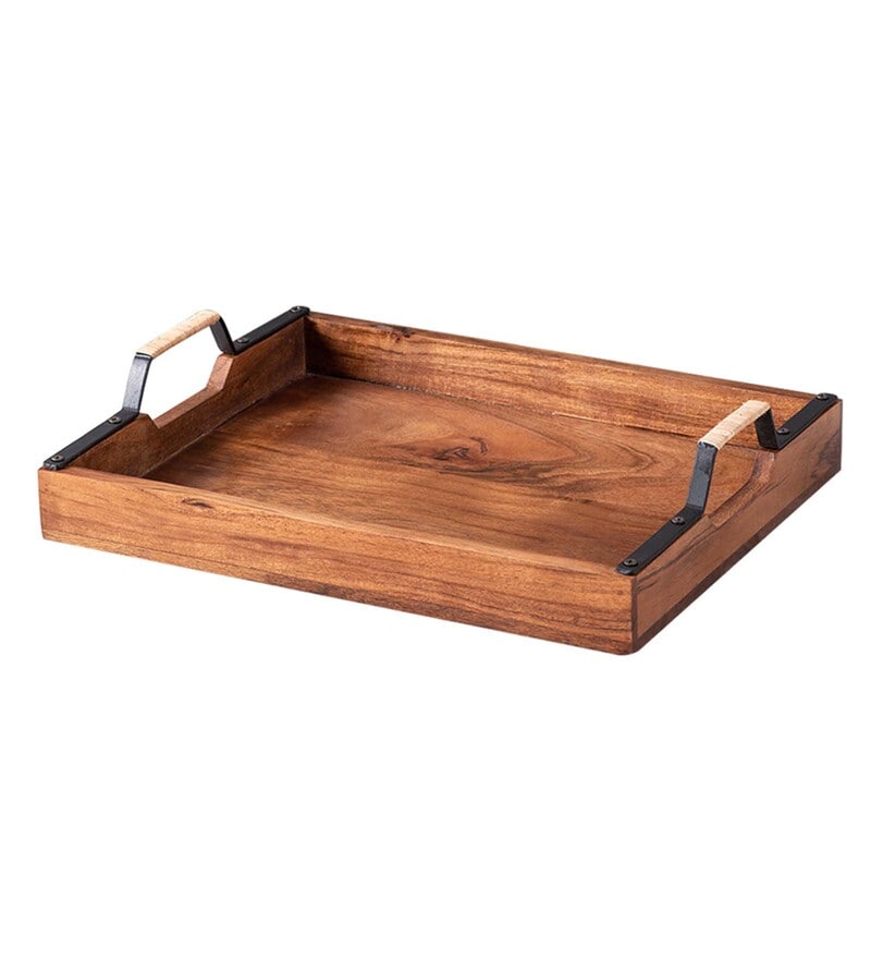 Buy Tango Brown Teak Wood Serving Tray Online - Serving Trays - Serving ...