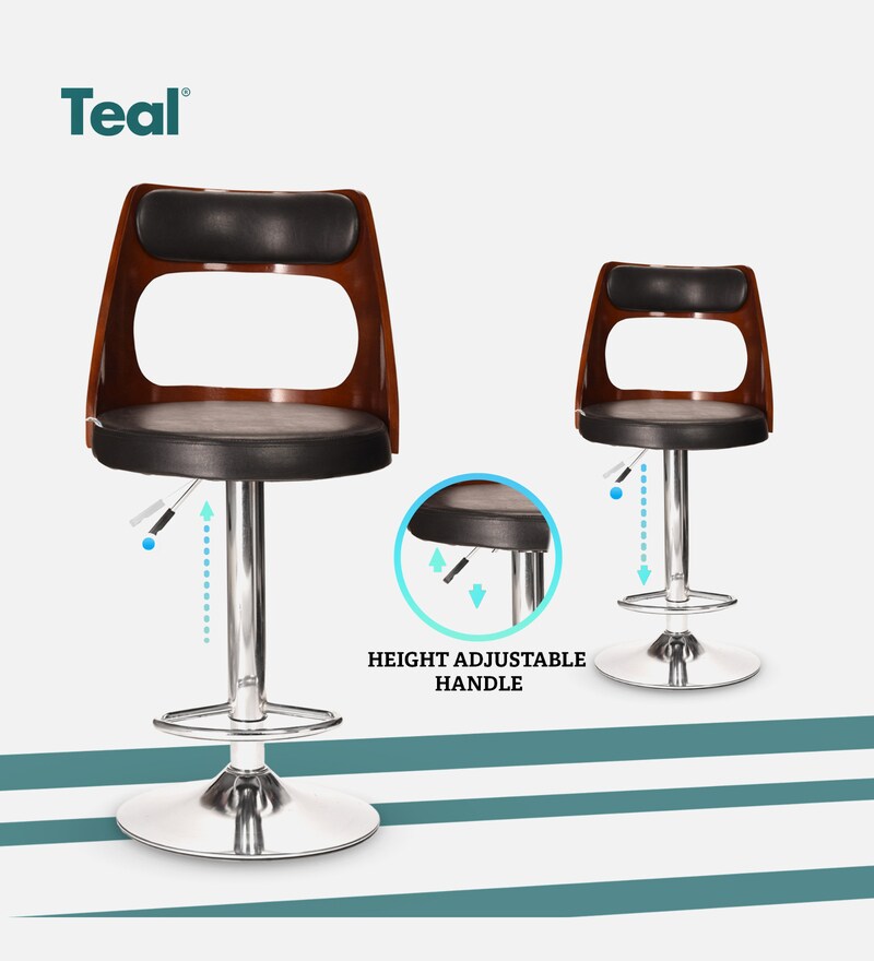 Buy Tawang Leatherette Bar Stool In Black & Brown Colour Online