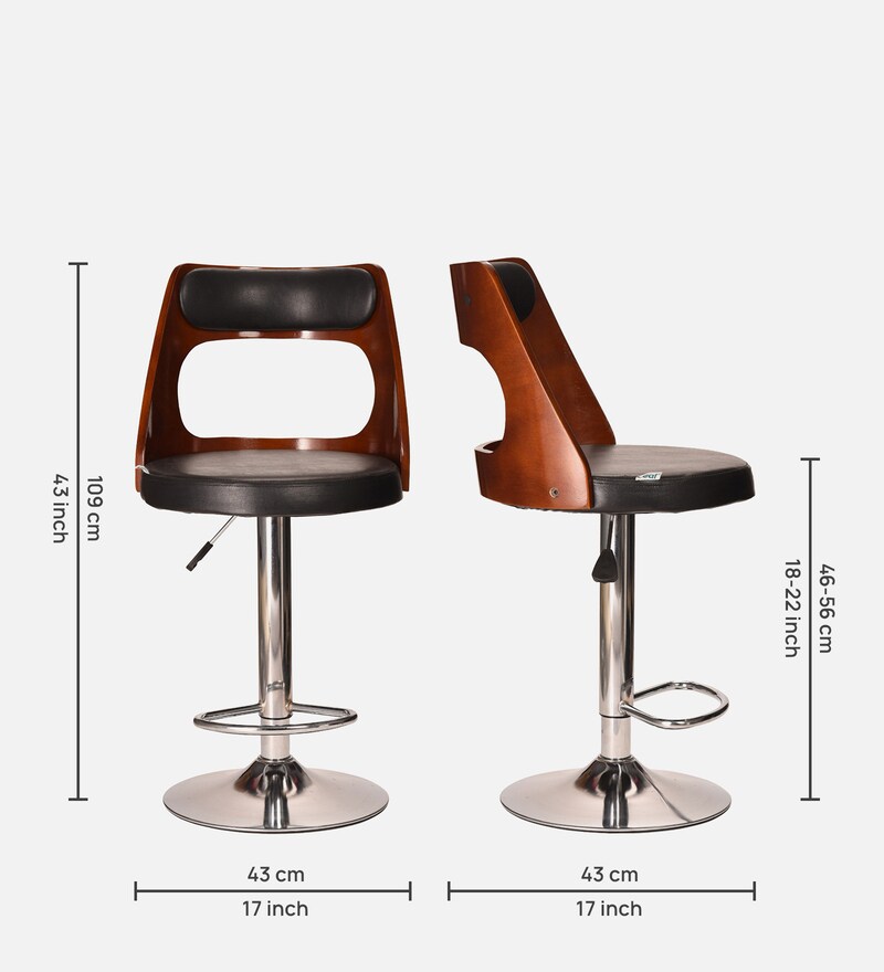 Buy Tawang Leatherette Bar Stool In Black & Brown Colour Online Contemporary Bar Stools Bar
