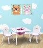 Royal Solid Wood Kids Activity Table in White & Pink Colour with Chair