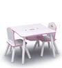 Royal Solid Wood Kids Activity Table in White & Pink Colour with Chair
