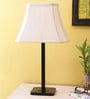White Fabric Shade Table Lamp with Black Base