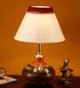 Earthen  White Shade Table Lamp With Cotton Base