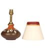 Earthen  White Shade Table Lamp With Cotton Base