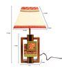 Table Lamp Handcrafted In Wood With Tribal Motifs & White Shade