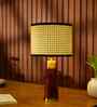 Table Lamp Rio Collection 19.5" Mango Wood Lamp With Natural Rattan Shade