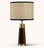 Table Lamp Rio Collection 19.5" Mango Wood Lamp With Natural Rattan Shade