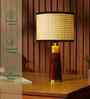 Table Lamp Rio Collection 19.5" Mango Wood Lamp With Natural Rattan Shade