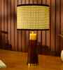 Table Lamp Rio Collection 19.5" Mango Wood Lamp With Natural Rattan Shade