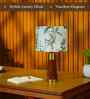 Table Lamp Rio Collection 19.5" Mango Wood Lamp With Tropical Mango Silk Lampsahde