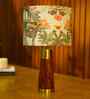 Table Lamp Rio Collection 19.5" Mango Wood Lamps Shade, With Jungle Tales Shadefor Home Decoration