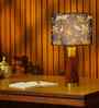 Table Lamp Rio Collection 19.5" Mango Wood Table Lamps Shade Savanna Blues Fabric Shade For Home Decoration For Home Decoration