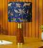 Table Lamp Rio Collection 19.5" Mango Wood Table Lamps Shade Savanna Blues Fabric Shade For Home Decoration For Home Decoration