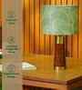 Table Lamp Rio Collection 19.5 Mango Wood Lamps Shade With Lily Leaves Mango Silk Shade For Home Decoration