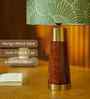 Table Lamp Rio Collection 19.5 Mango Wood Lamps Shade With Lily Leaves Mango Silk Shade For Home Decoration