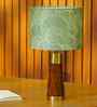 Table Lamp Rio Collection 19.5 Mango Wood Lamps Shade With Lily Leaves Mango Silk Shade For Home Decoration