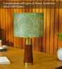 Table Lamp Rio Collection 19.5 Mango Wood Lamps Shade With Lily Leaves Mango Silk Shade For Home Decoration