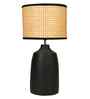 Table Lamps  Black Metal Base With Rattan Fabric Lampshade 21"For Home Decoration