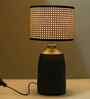 Table Lamps  Black Metal Base With Rattan Fabric Lampshade 21"For Home Decoration